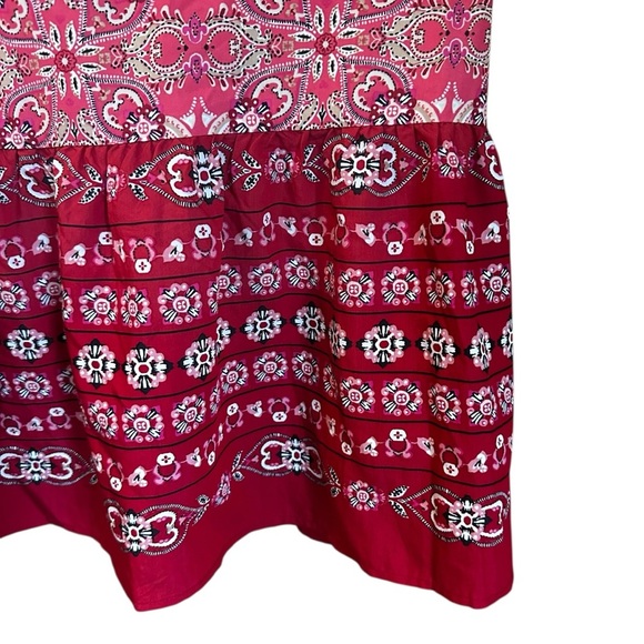 LOFT Tiered Border Ruffle Pink Midi Skirt XL - Picture 2 of 7